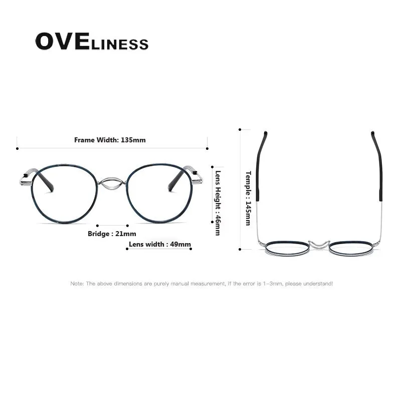 Oveliness Unisex Full Rim Round Acetate Titanium Eyeglasses 1825