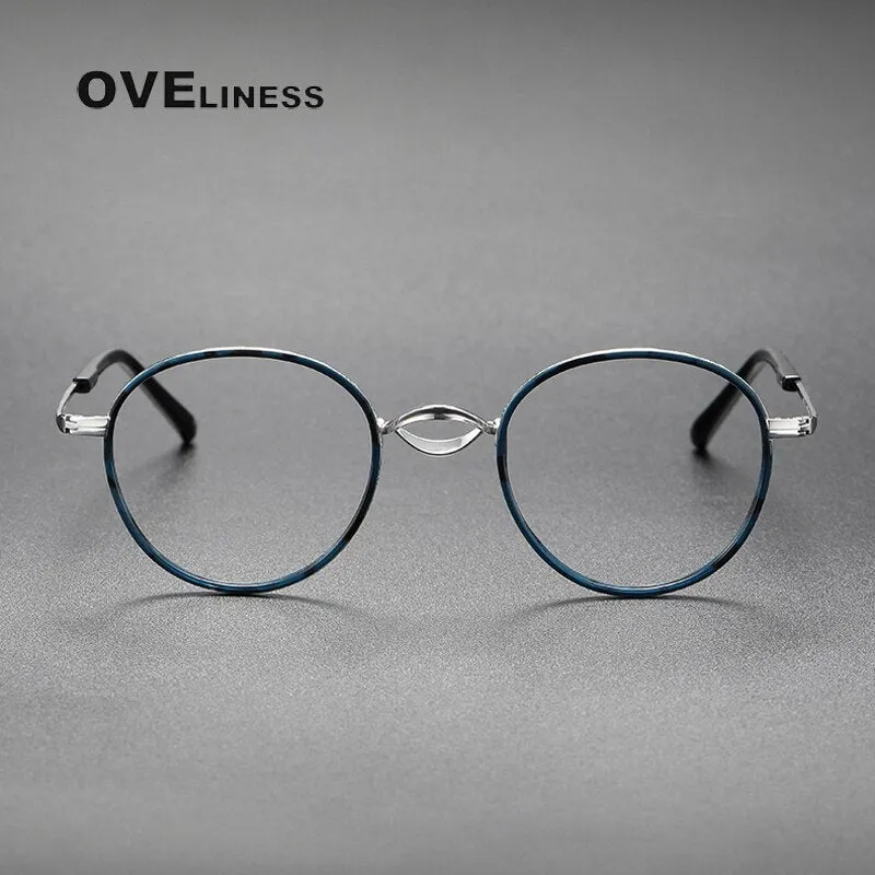 Oveliness Unisex Full Rim Round Acetate Titanium Eyeglasses 1825