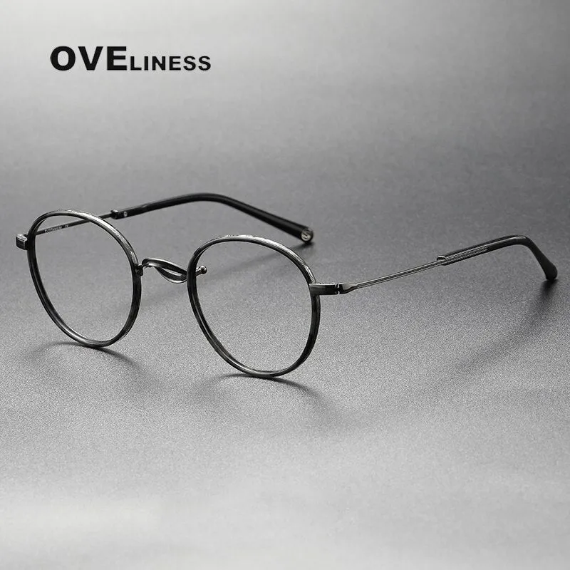 Oveliness Unisex Full Rim Round Acetate Titanium Eyeglasses 1825