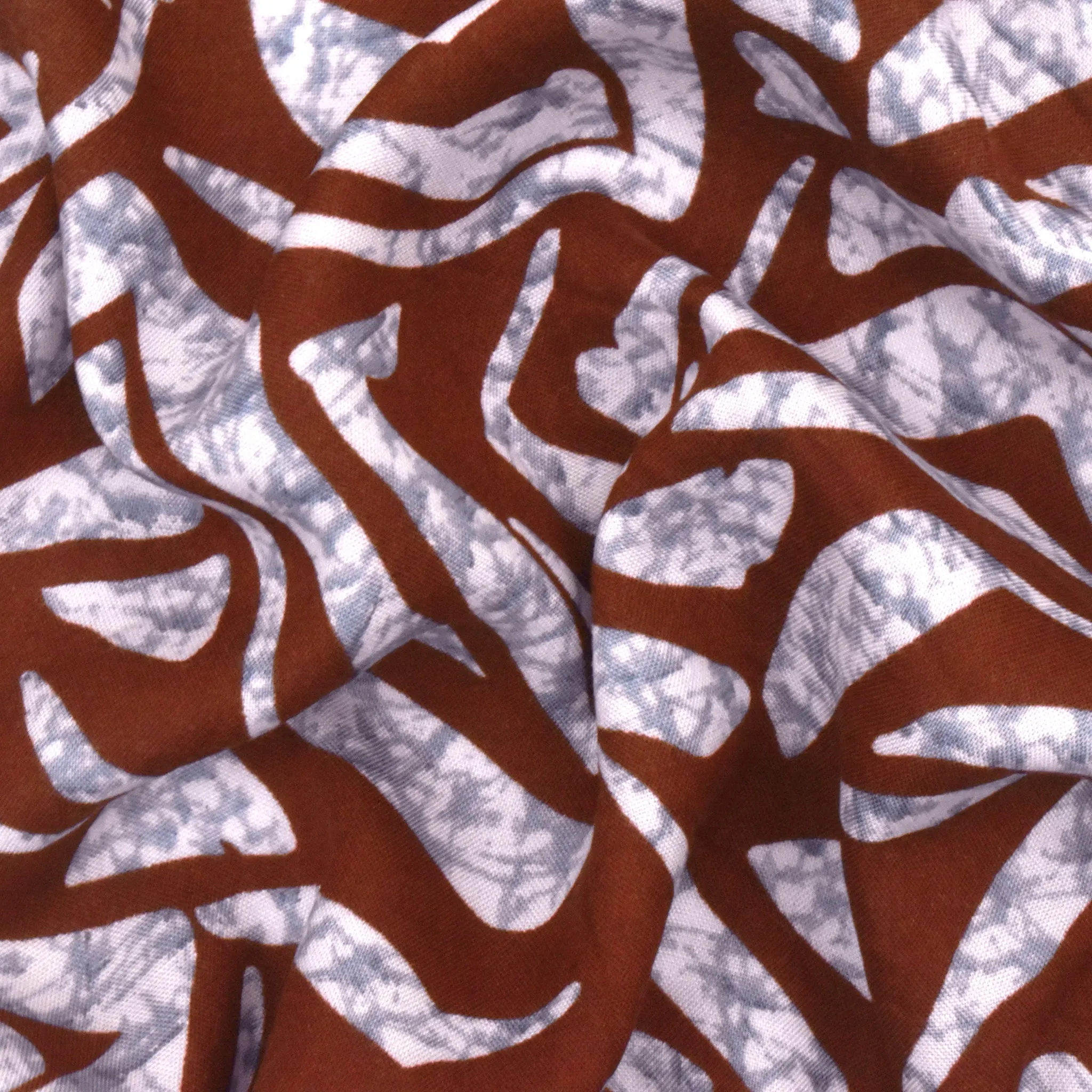 Oxidized Brown-Multi Abstract Zebra Printed Challis Fabric