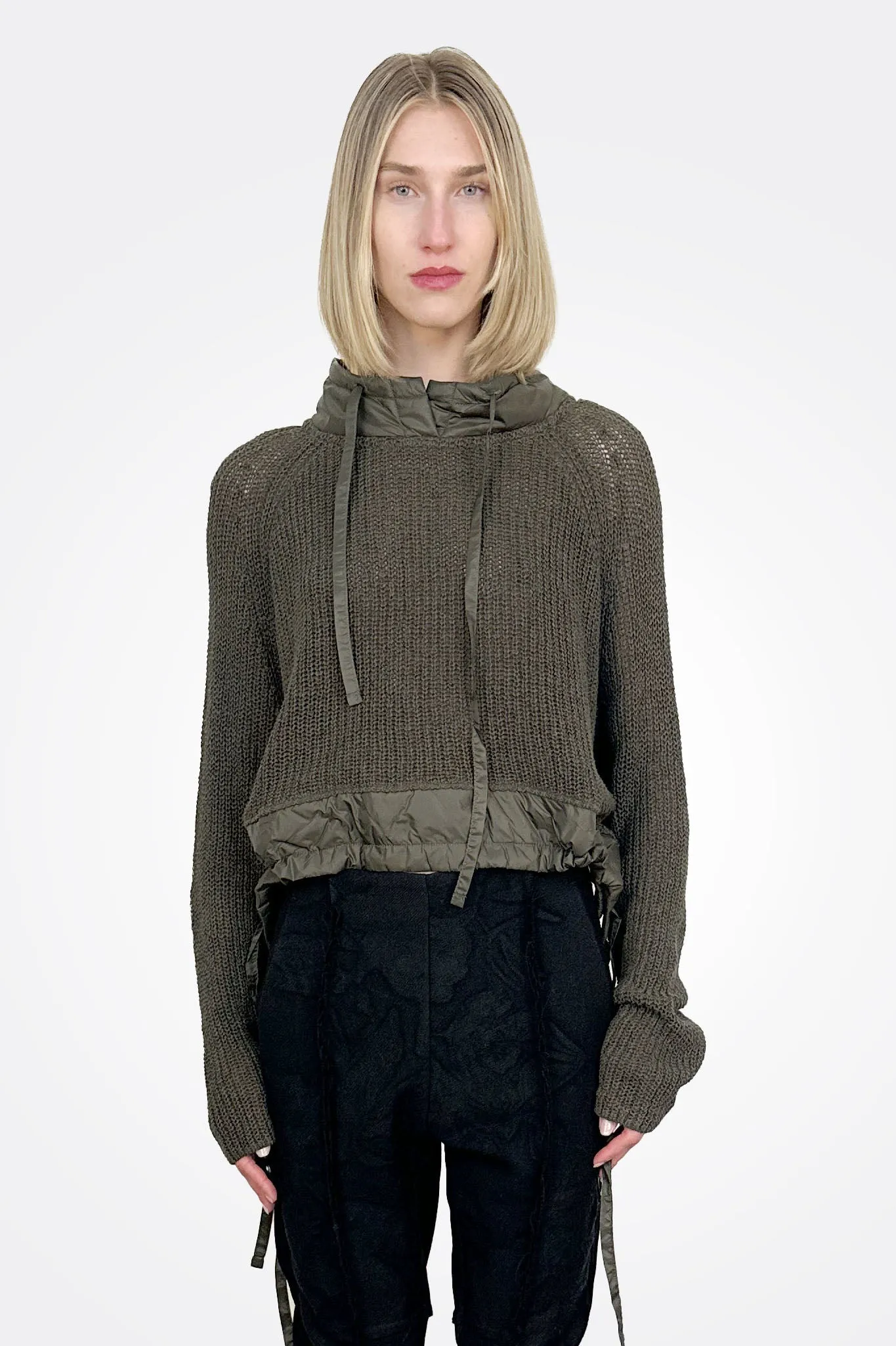 Quilt Detail Knit Sweater - Jungle