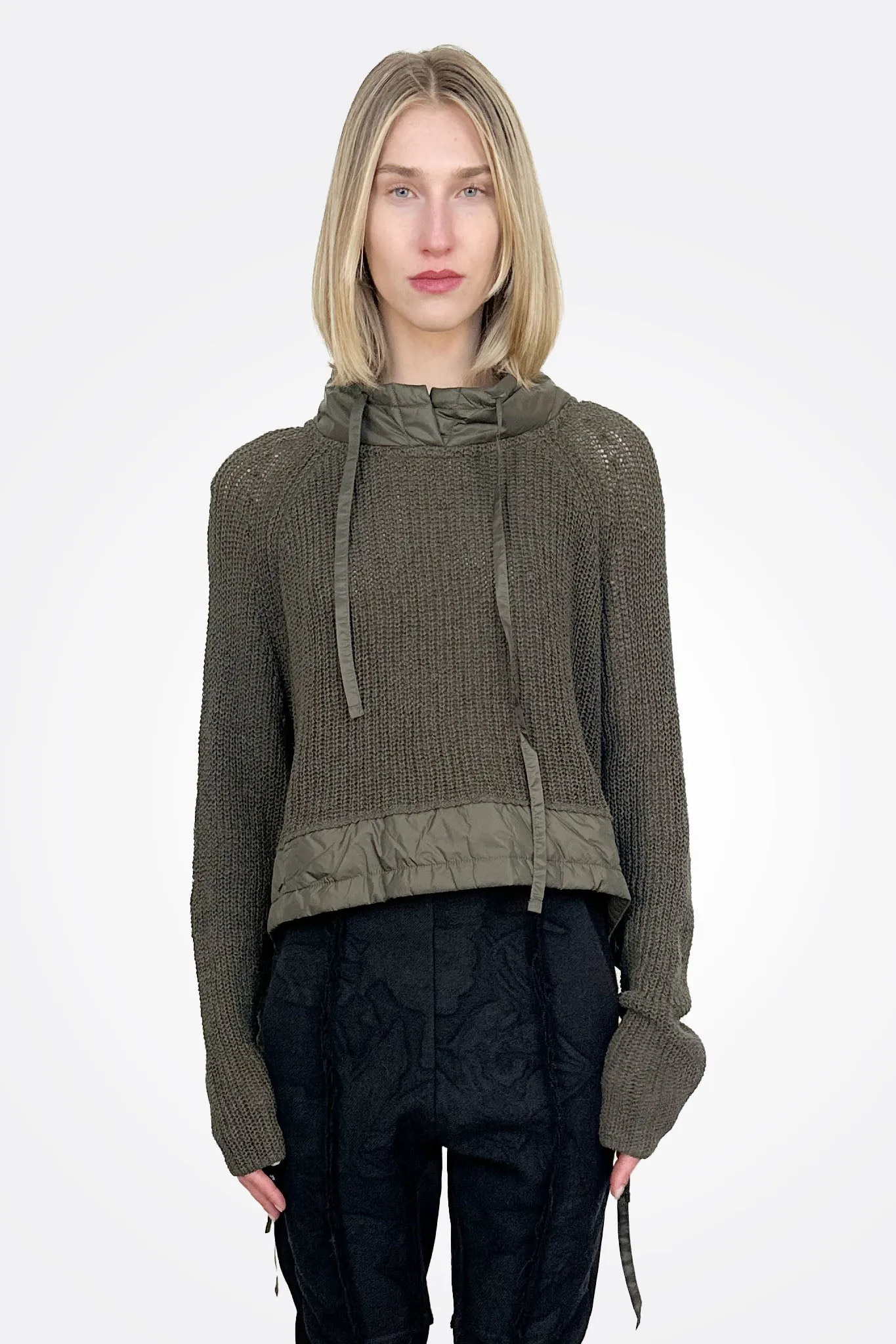 Quilt Detail Knit Sweater - Jungle