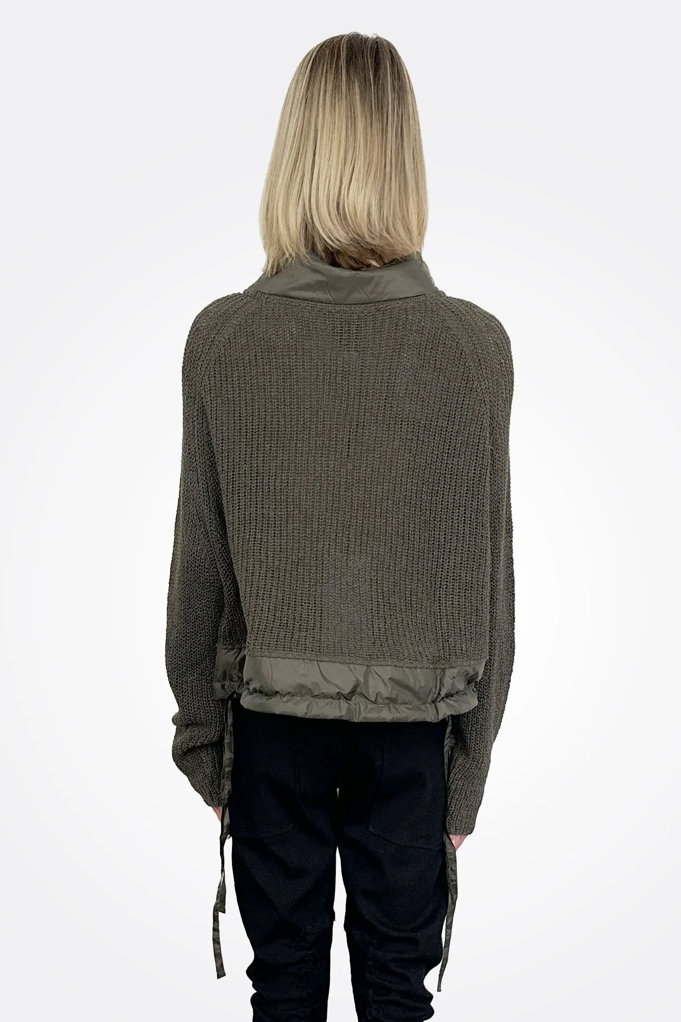 Quilt Detail Knit Sweater - Jungle