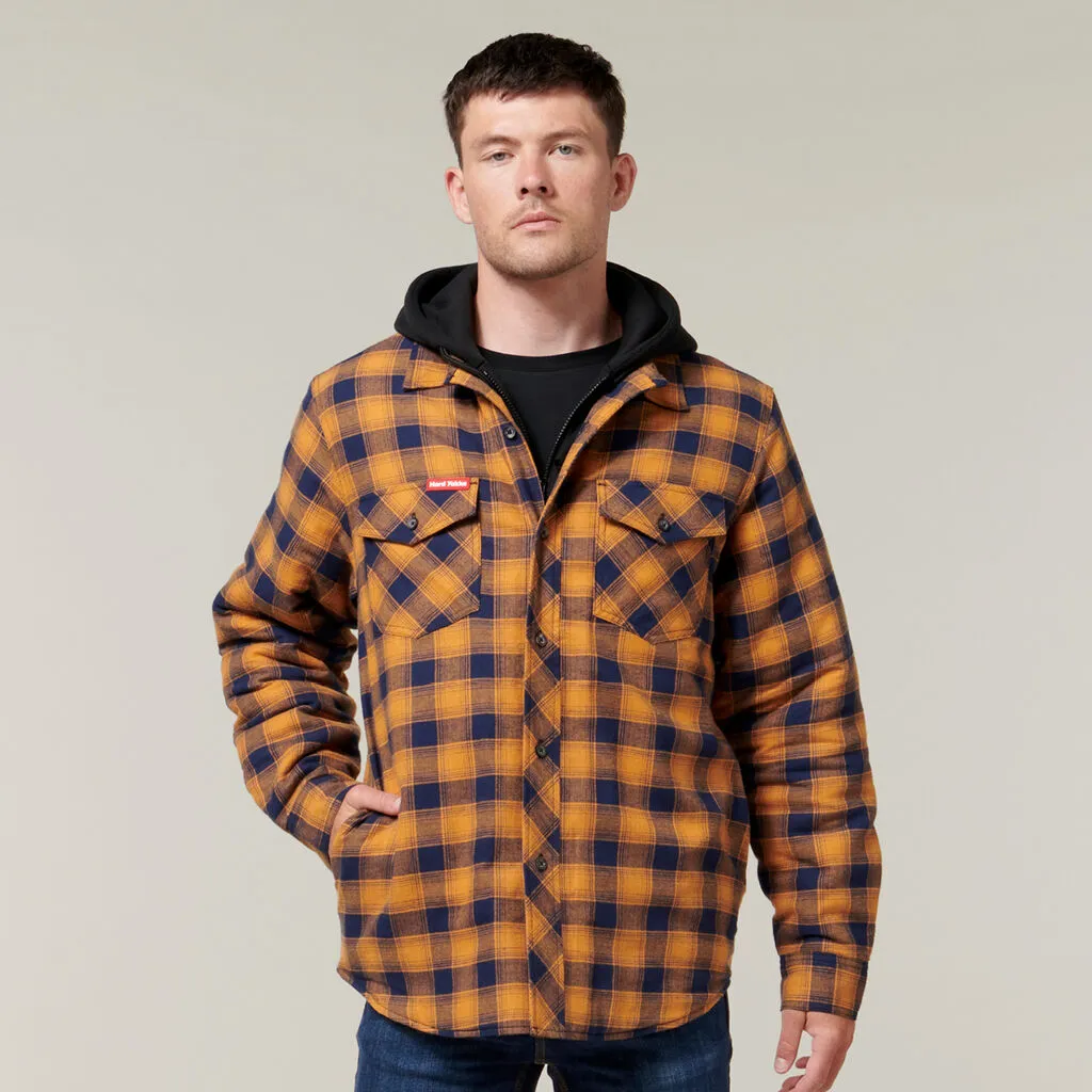 Quilted Flannel Hooded Shacket - Y06690