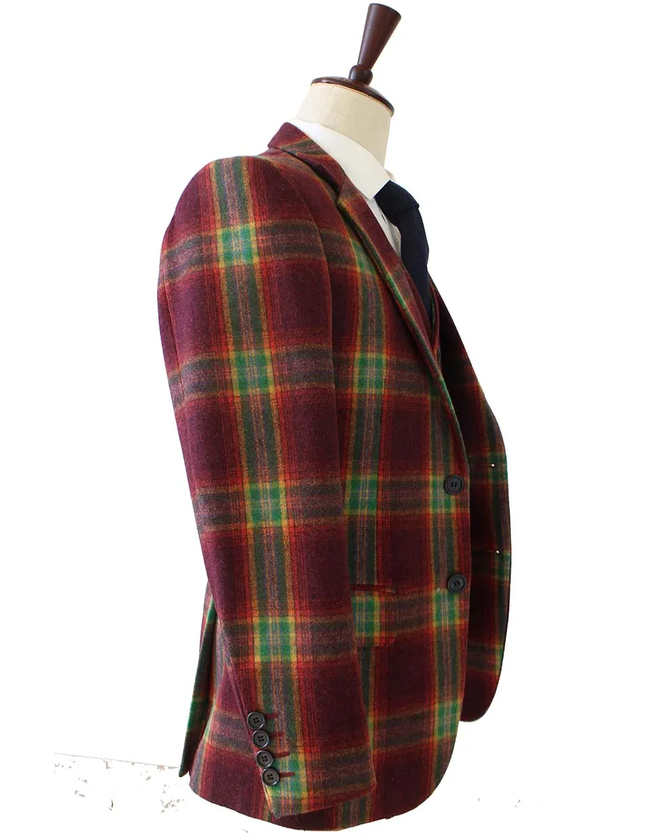 RAINBOW RED PLAID TWEED 3 PIECE SUIT