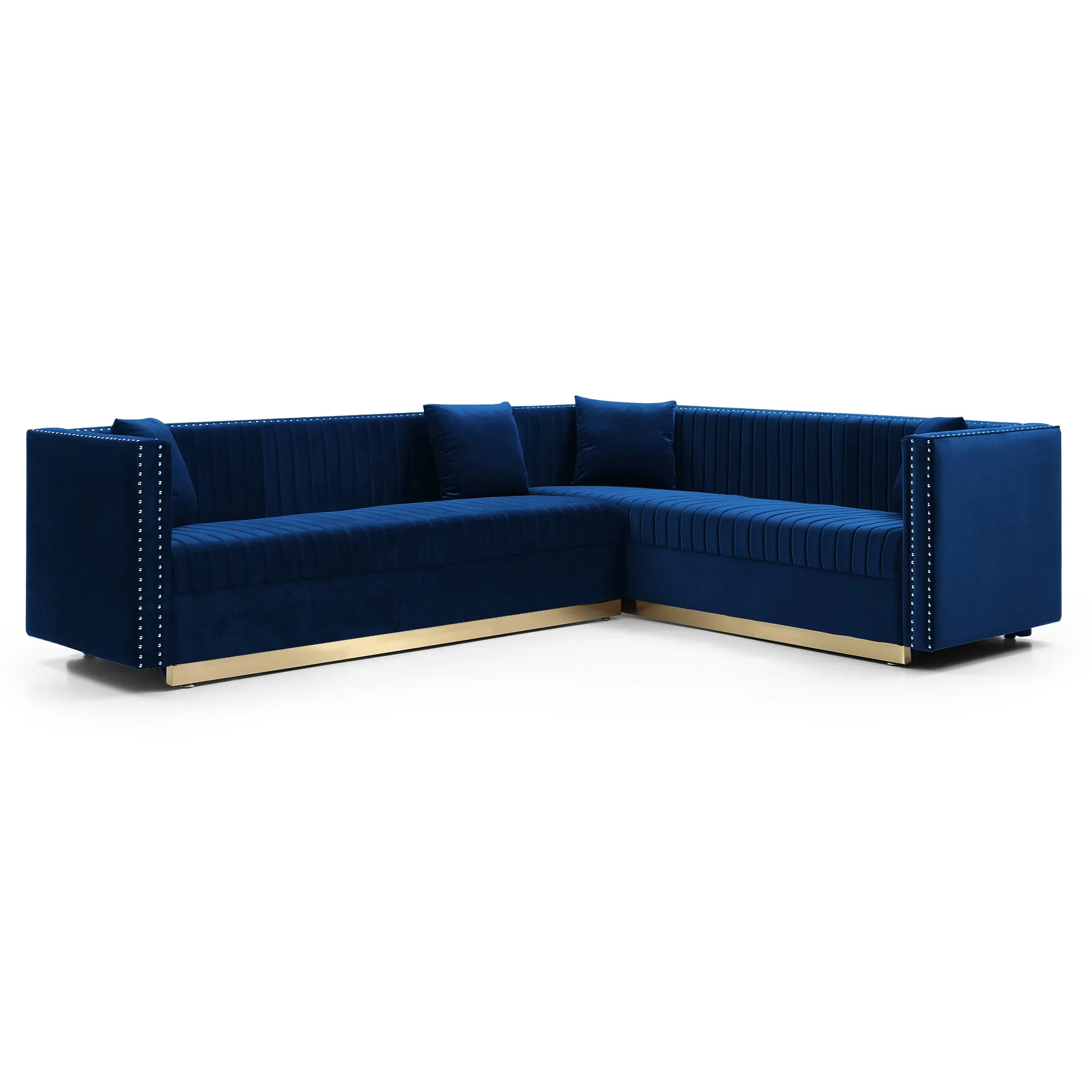 Raya Tufted Velvet Sectional Sofa - Blue