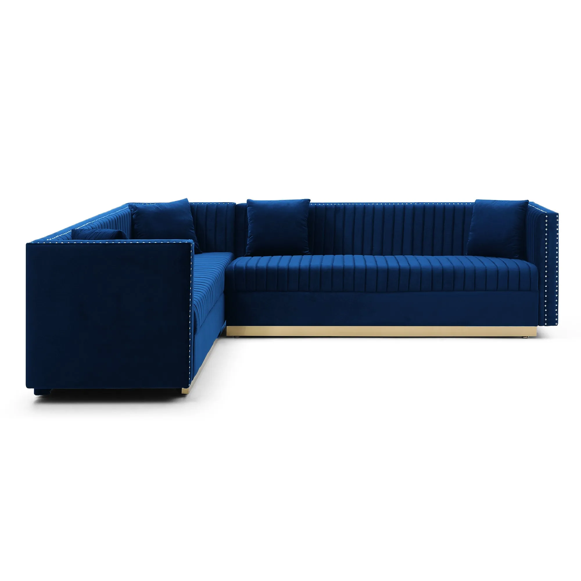 Raya Tufted Velvet Sectional Sofa - Blue