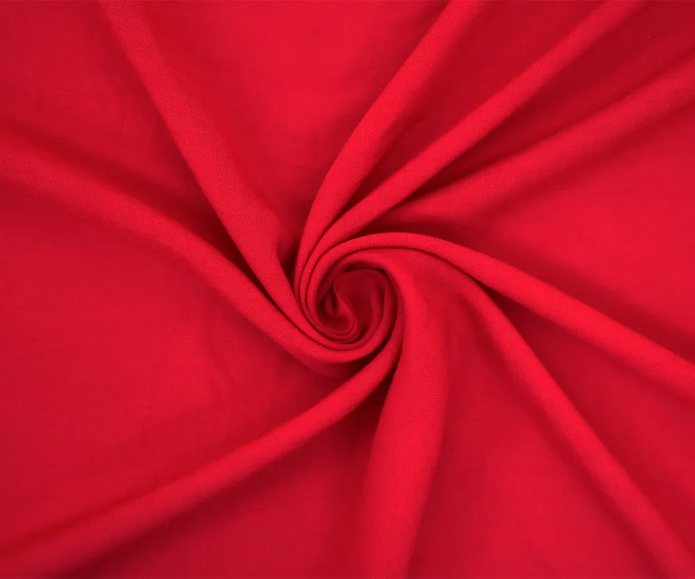 Red Rayon Solid Challis Woven Fabric