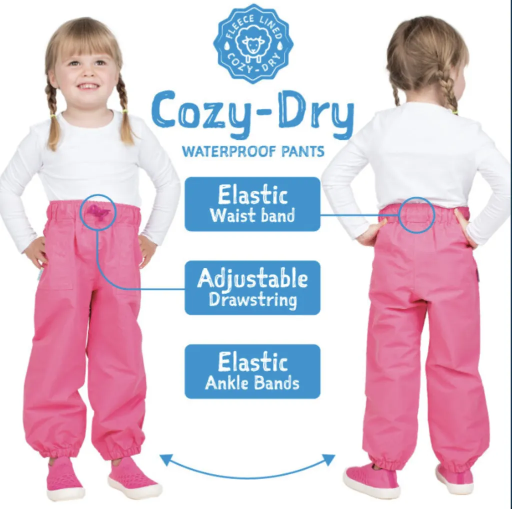 Size 4: Jan & Jul NEBULA BLUE Cozy-Dry (Fleece Lined) Rain Pants NEW