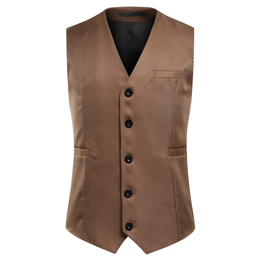 Slim Fit Single Breasted Coffee Vest