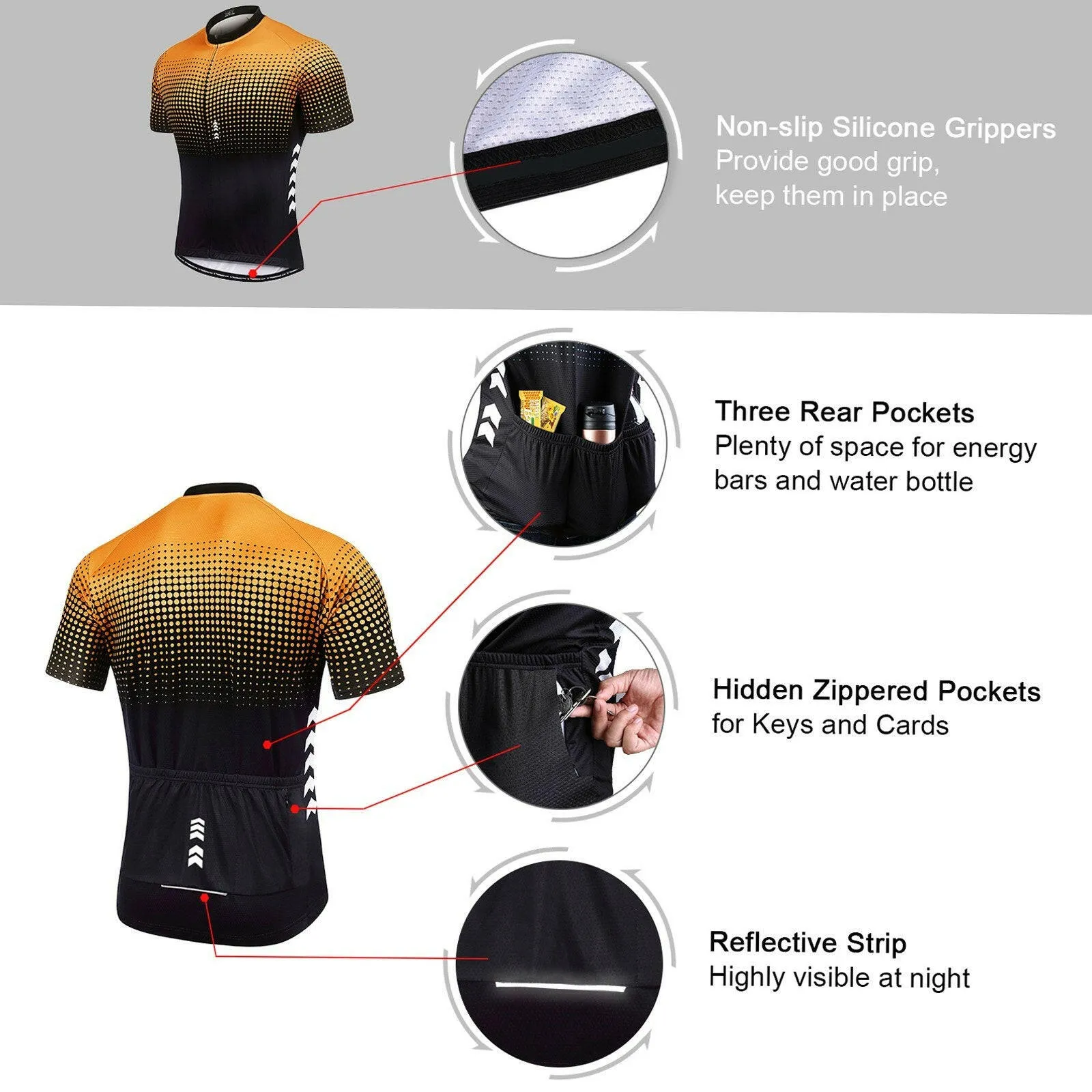 TOM SHOO Men's Summer Short Suits Cycling Set CyclingJersey with 5D Gel Padded Riding Shorts Quick Dry Breathable Cycling Jersey Set for Outdoor Sport Cycling Biking