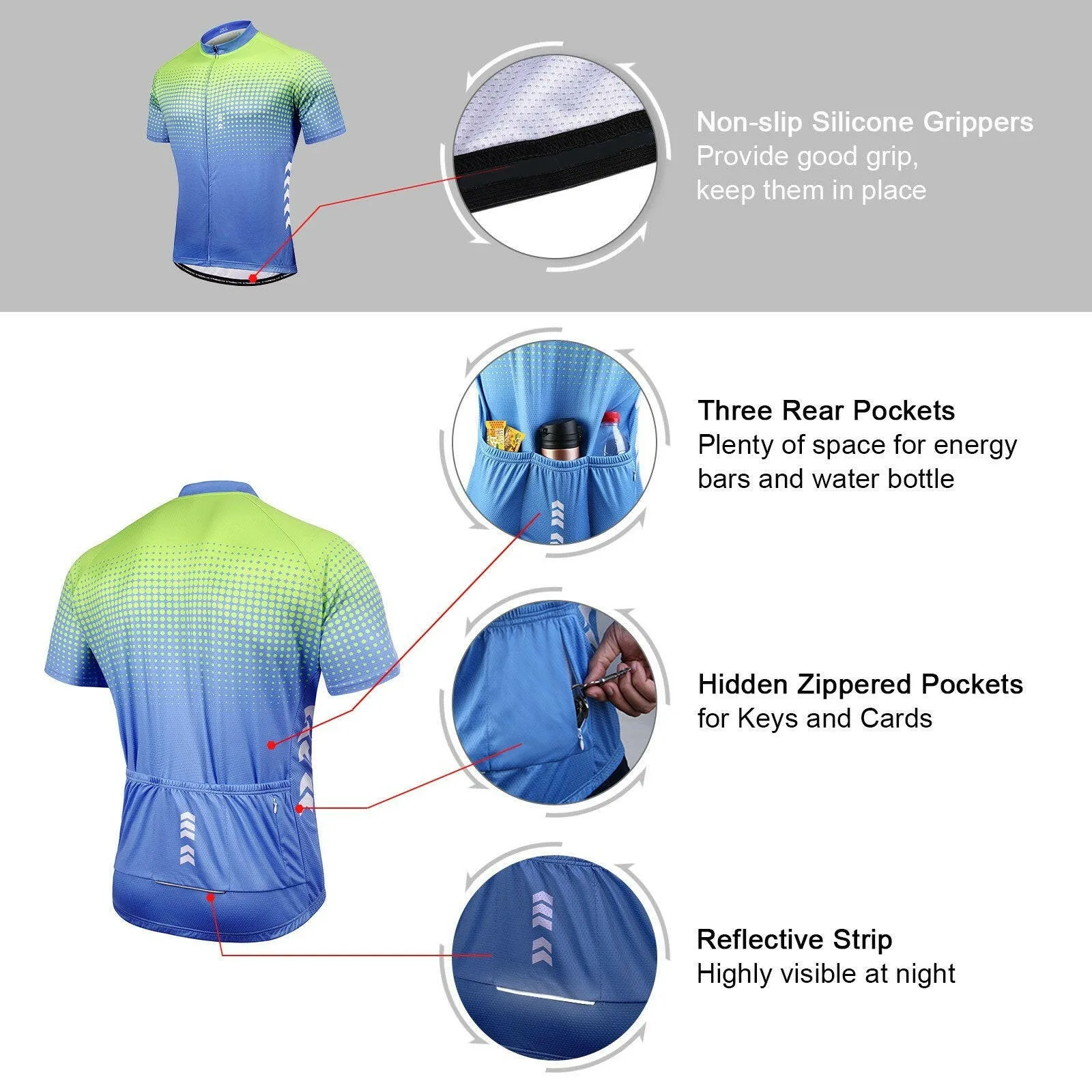 TOM SHOO Men's Summer Short Suits Cycling Set CyclingJersey with 5D Gel Padded Riding Shorts Quick Dry Breathable Cycling Jersey Set for Outdoor Sport Cycling Biking