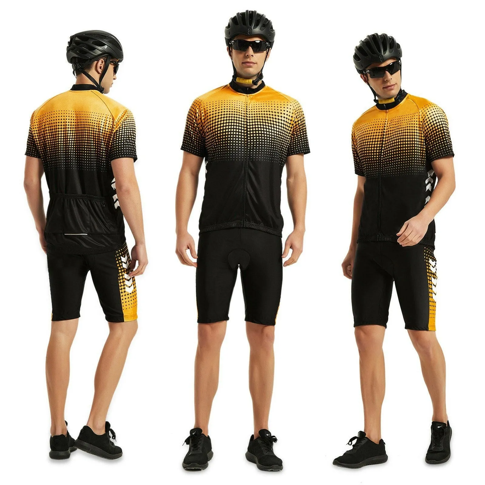 TOM SHOO Men's Summer Short Suits Cycling Set CyclingJersey with 5D Gel Padded Riding Shorts Quick Dry Breathable Cycling Jersey Set for Outdoor Sport Cycling Biking