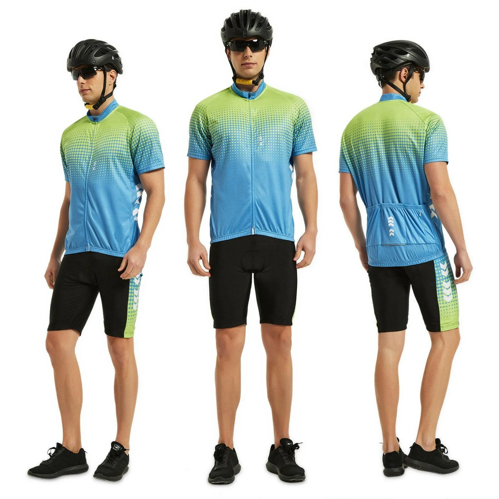 TOM SHOO Men's Summer Short Suits Cycling Set CyclingJersey with 5D Gel Padded Riding Shorts Quick Dry Breathable Cycling Jersey Set for Outdoor Sport Cycling Biking