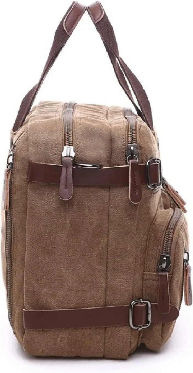 Unisex Canvas Multi-Functional Laptop Bag 8691-2 Brown