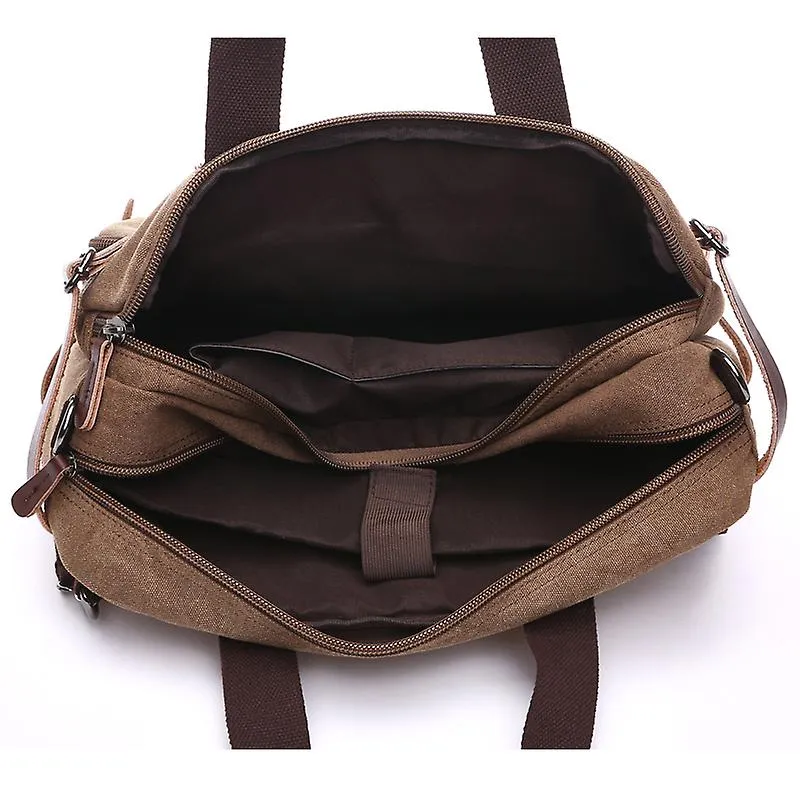 Unisex Canvas Multi-Functional Laptop Bag 8691-2 Brown