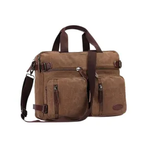 Unisex Canvas Multi-Functional Laptop Bag 8691-2 Brown