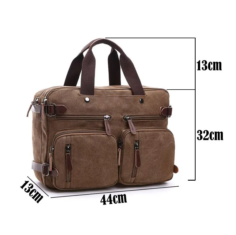 Unisex Canvas Multi-Functional Laptop Bag 8691-2 Brown