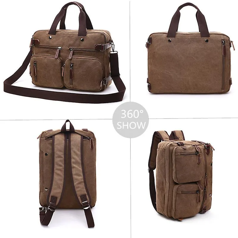 Unisex Canvas Multi-Functional Laptop Bag 8691-2 Brown