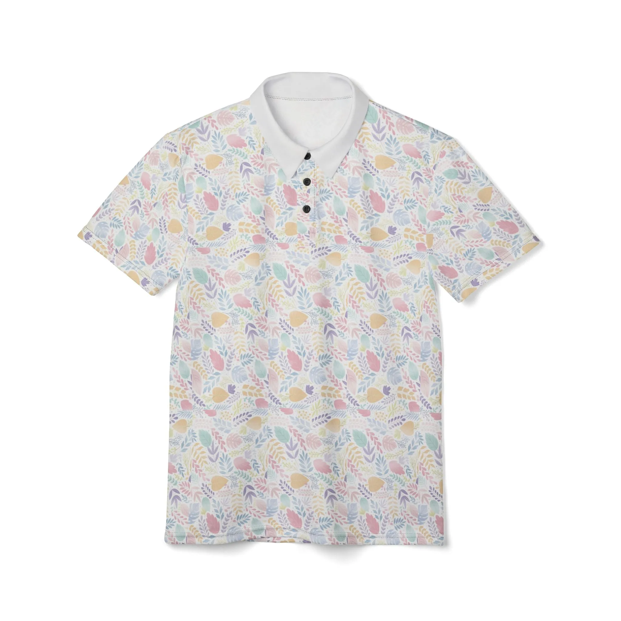 Unisex Polo Shirt (AOP) flower design printed