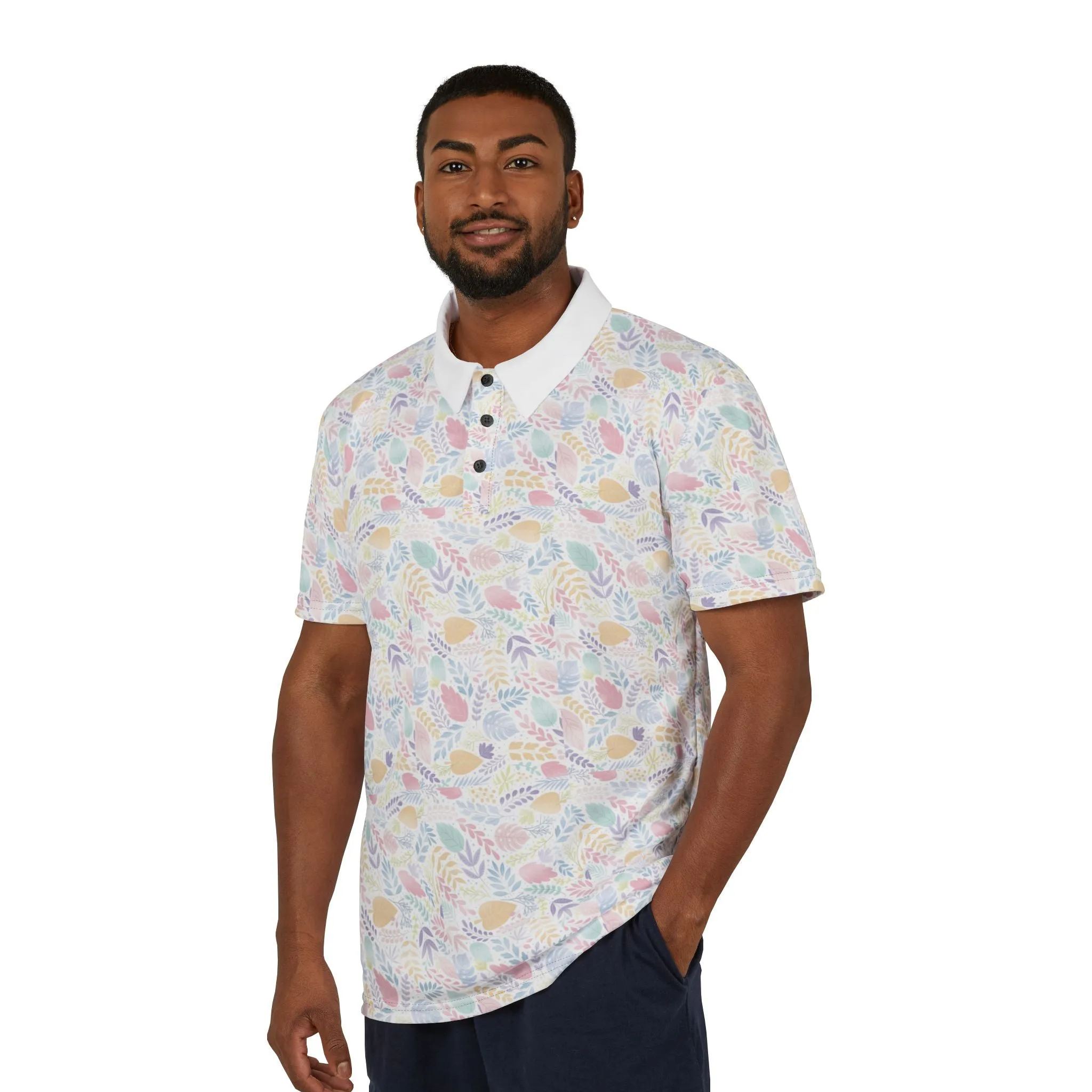 Unisex Polo Shirt (AOP) flower design printed