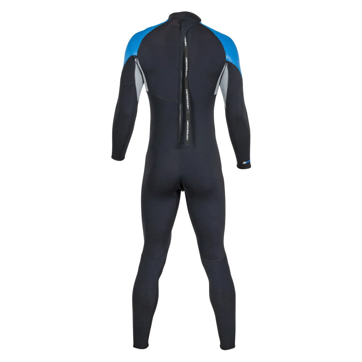 Used Henderson 3mm Mens Thermoprene Pro Back Zip Wetsui - Black / Blue - Medium