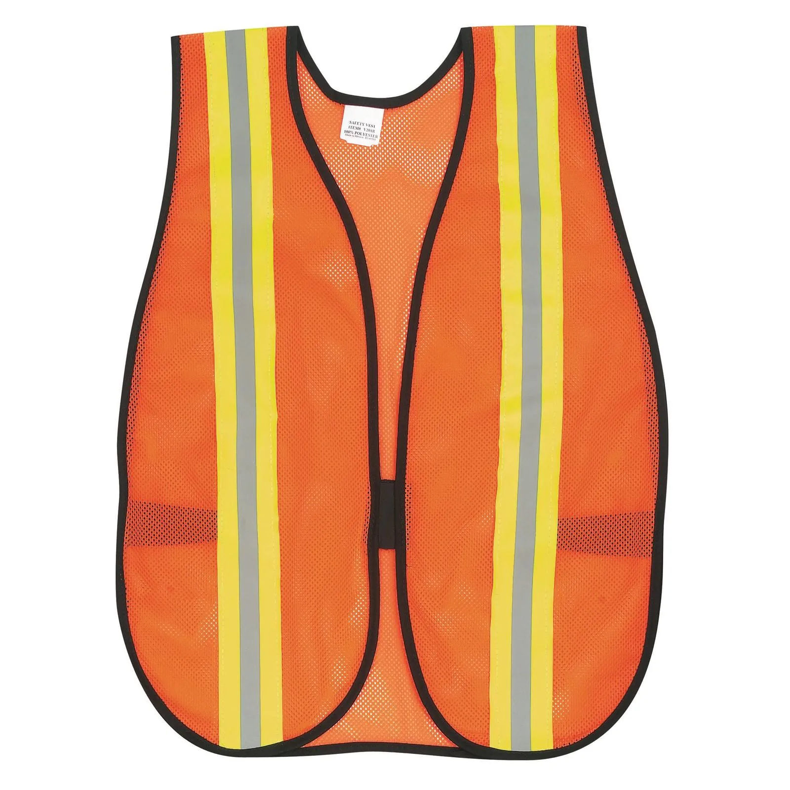 V201R MCR Mesh Safety Vest, 2" Lime/Silver Stripe, Orange