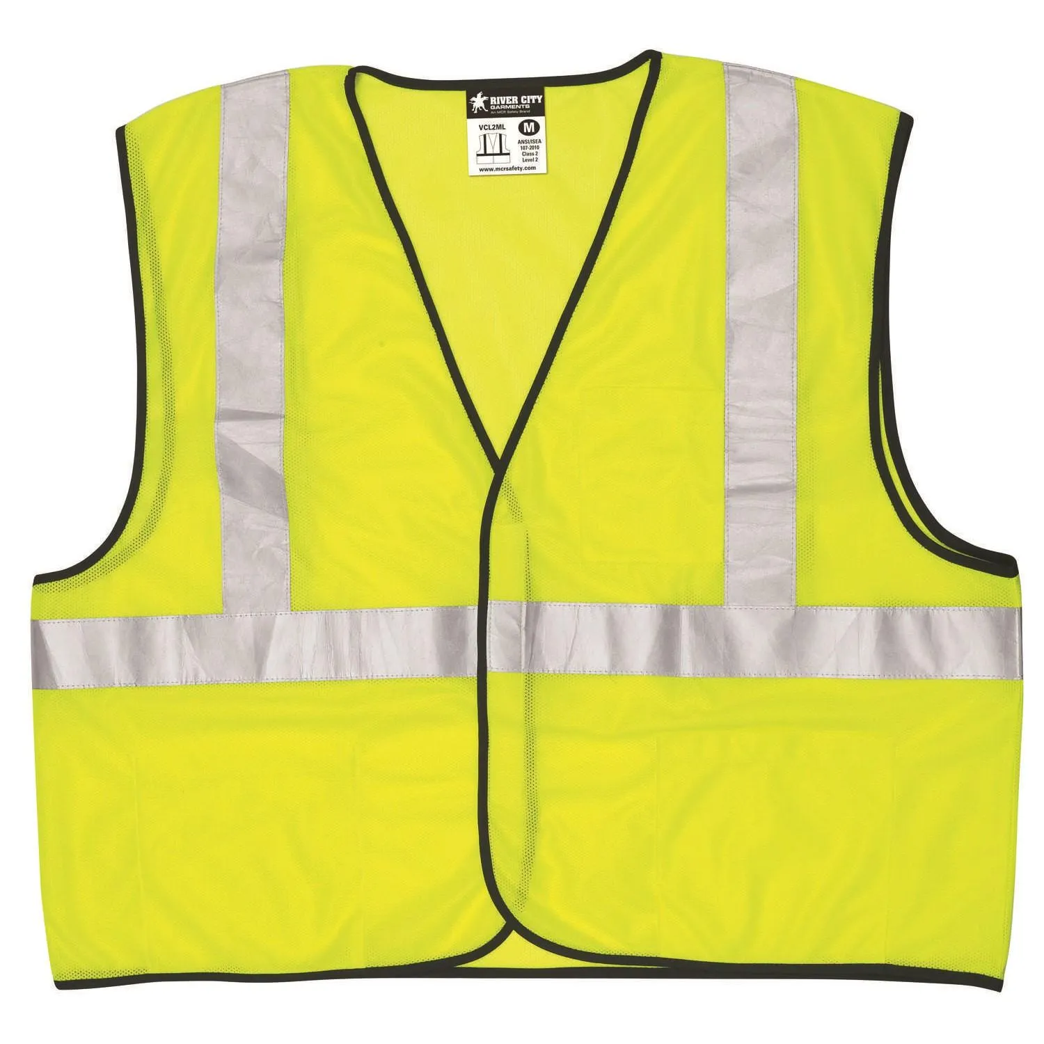 VCL2MLZL MCR Value Class 2,Mesh,Zipper,Safety Vest,2" Silver Stripe,LIME