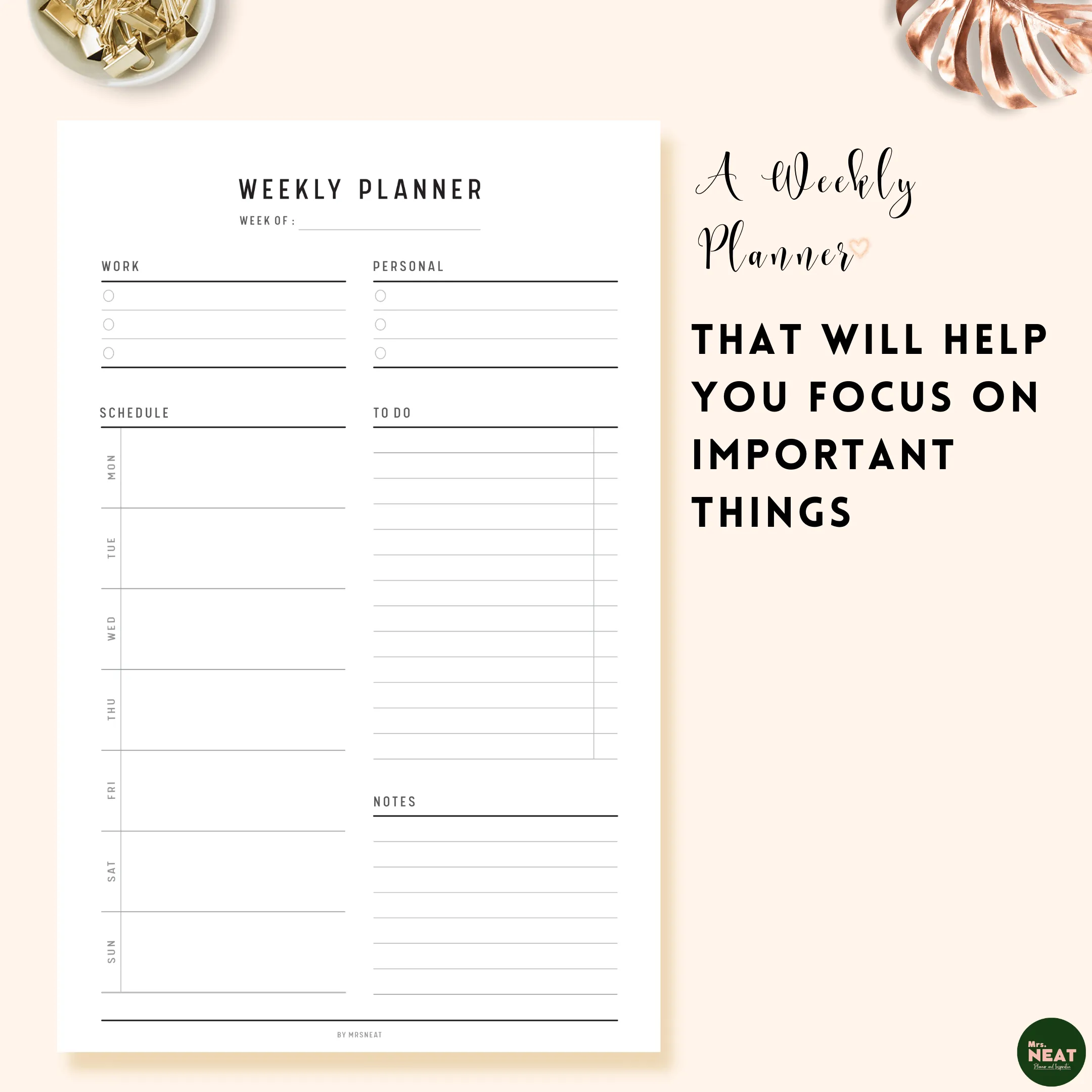 Weekly Planner Printable - M167/8