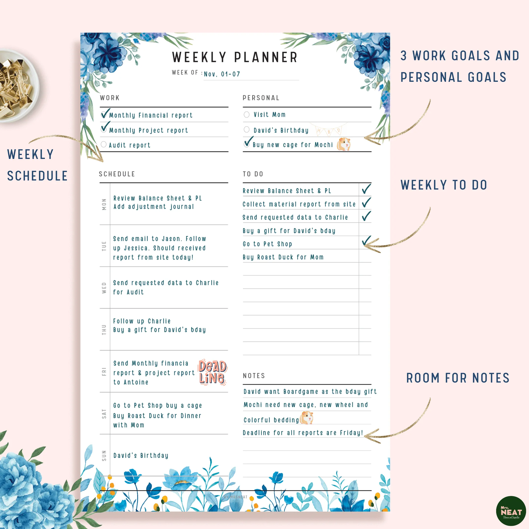 Weekly Planner Printable - M167/8