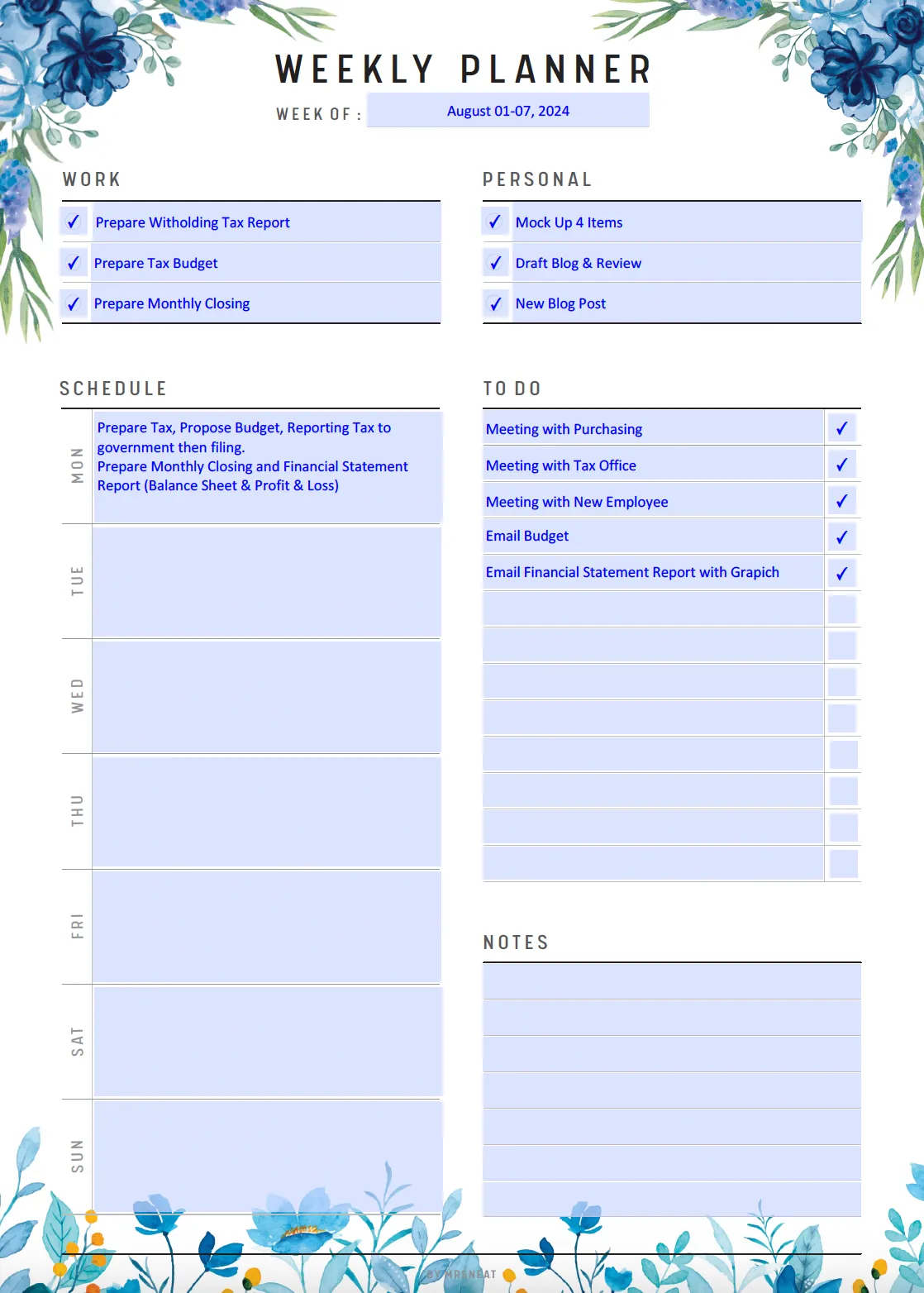 Weekly Planner Printable - M167/8