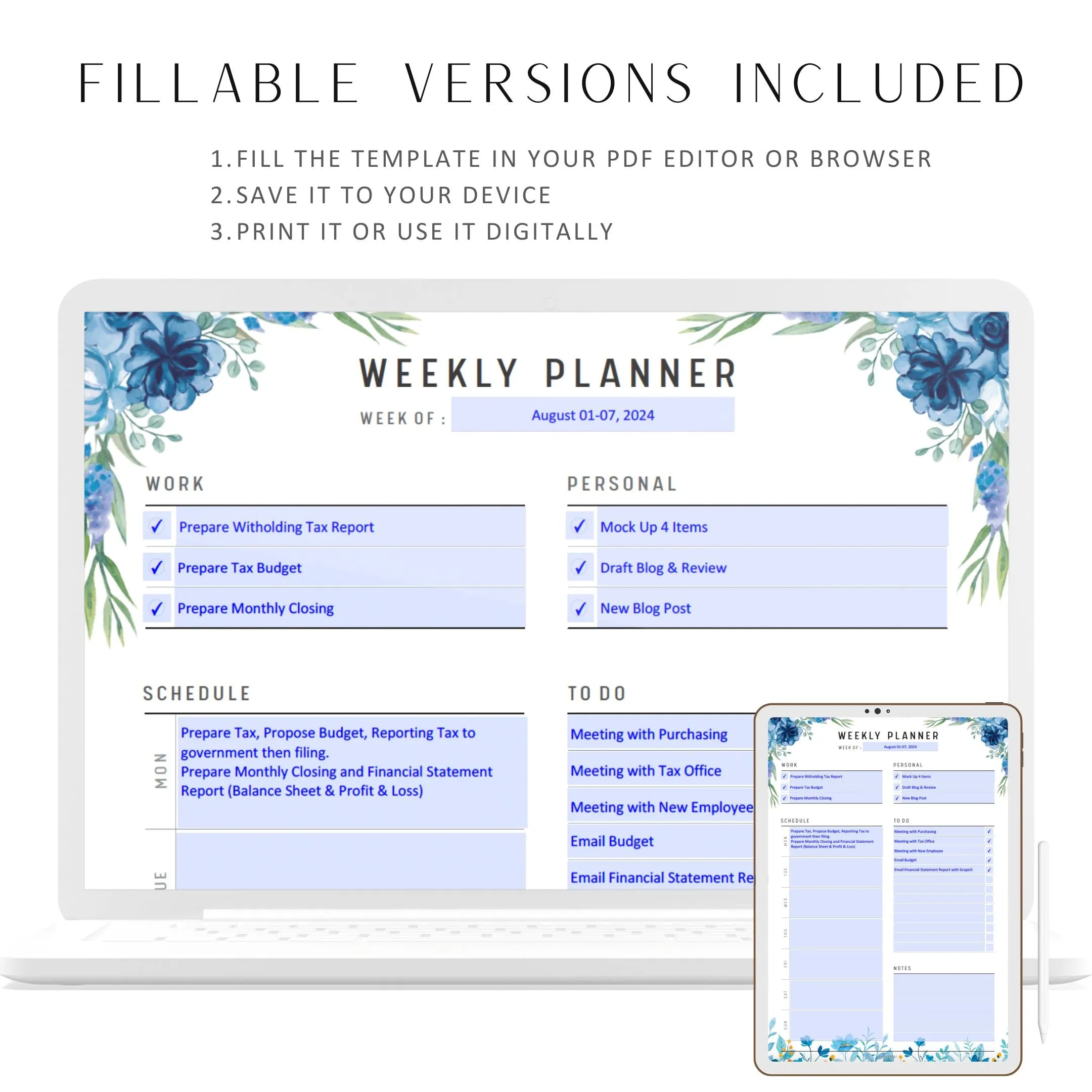 Weekly Planner Printable - M167/8