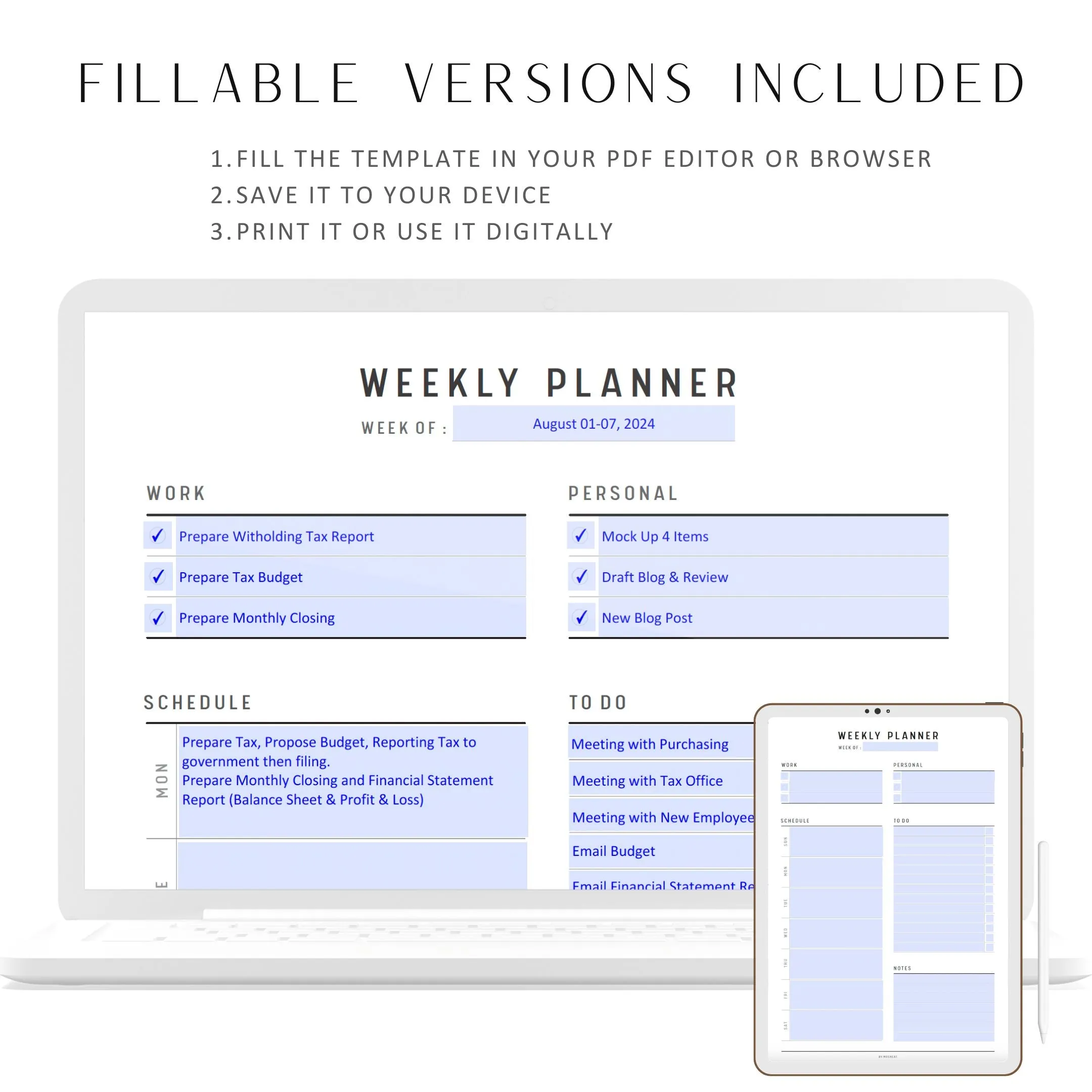 Weekly Planner Printable - M167/8