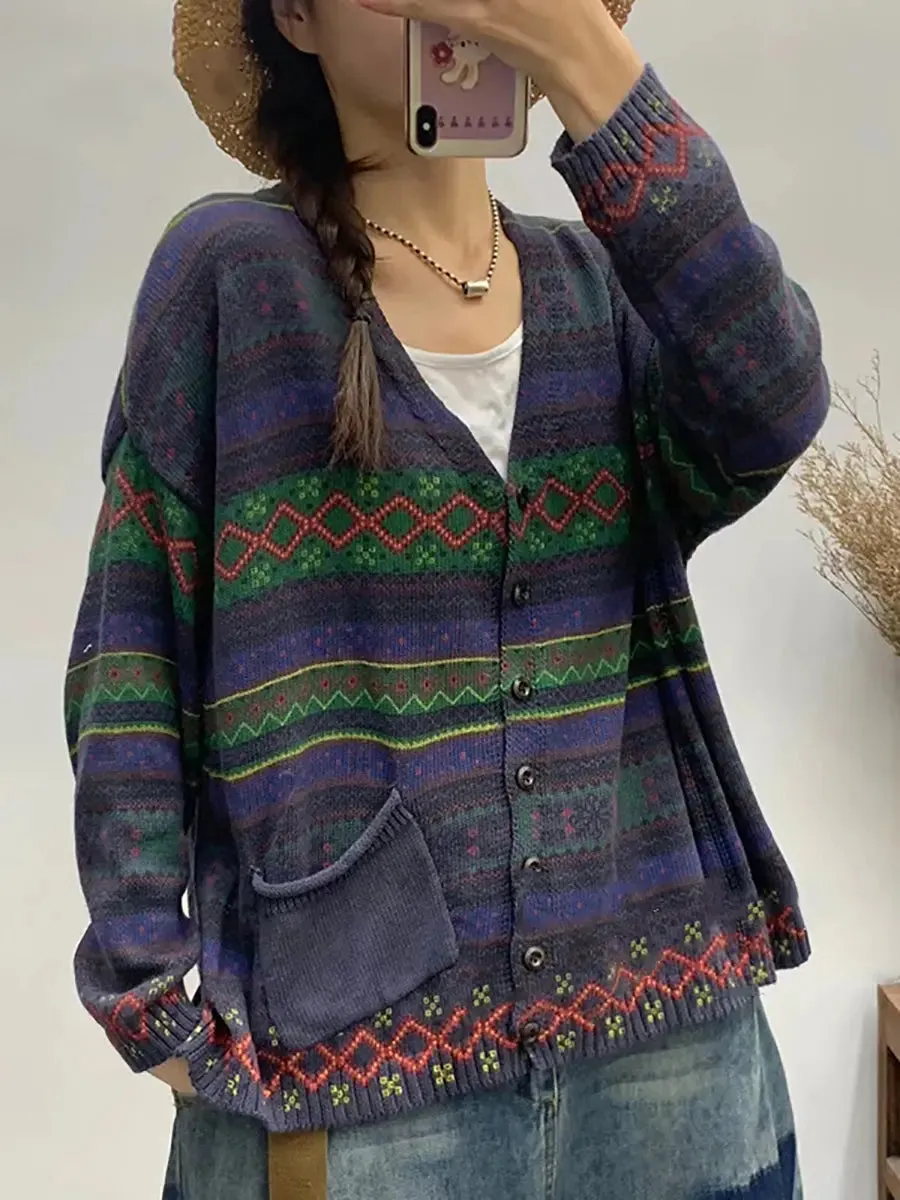 Women Geometric Knitted Sweater