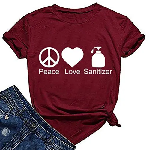 Women Peace Love Sanitizer T-Shirts Stay Healthy Shirt