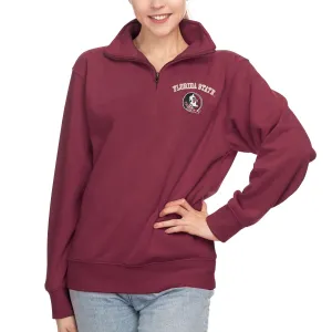 ZooZatz Women's Florida State Seminole Logo 1/4 Zip Fleece - Garnet